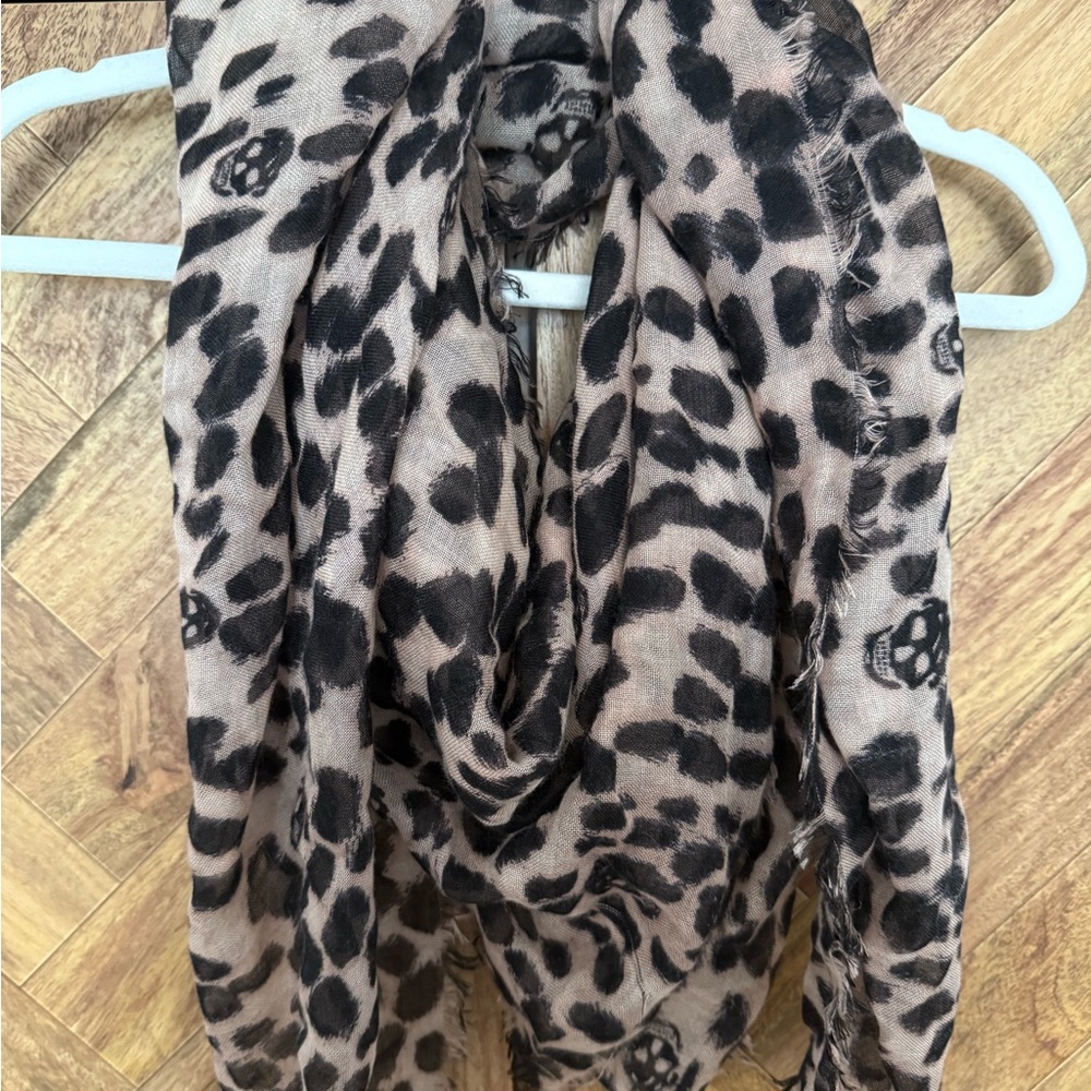 Alexander McQueen Brown and Black Leopard Print Scarf